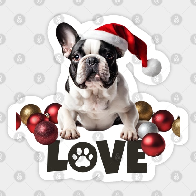 Christmas LOVE Frenchie/French Bulldog Sticker by Doodle and Things